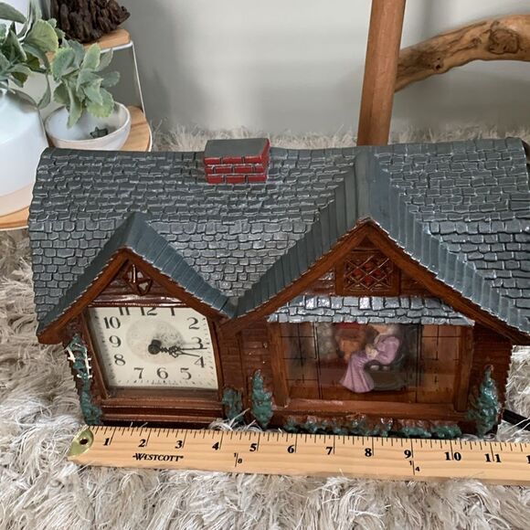 Vtg 1946 Haddon Original Home Sweet Home Clock Animated Rocking Grandma W/Light - Picture 16 of 17